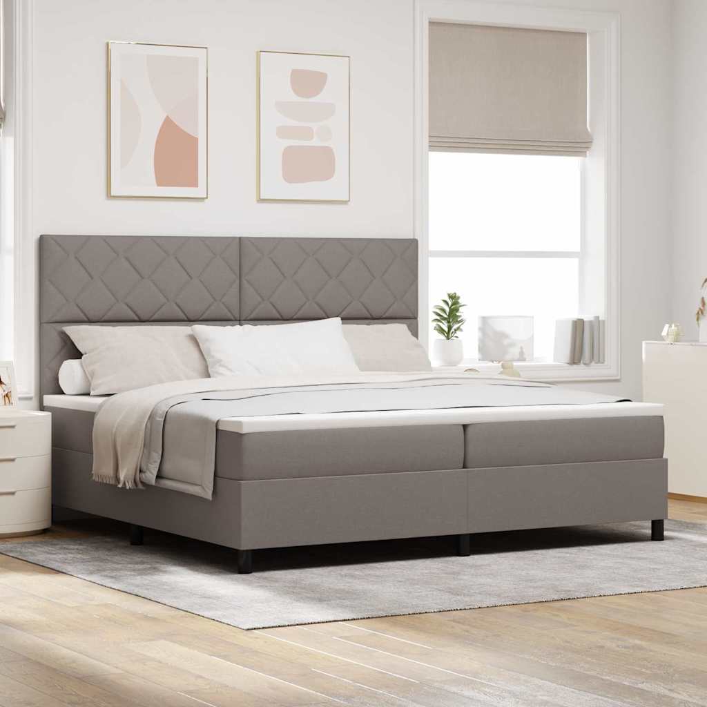 Lit à ressorts avec matelas Taupe 200 x 200 cm tissu - XIOS