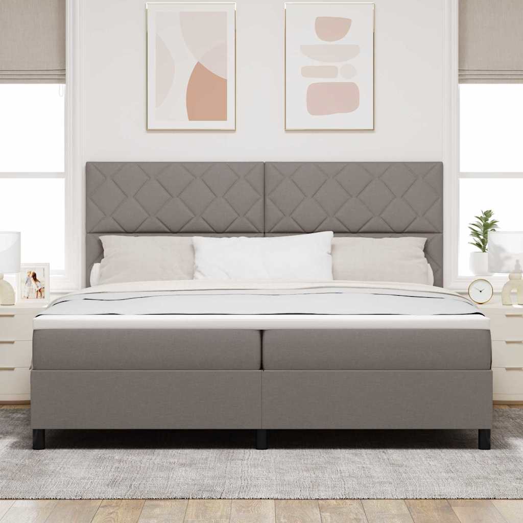 Lit à ressorts avec matelas Taupe 200 x 200 cm tissu - XIOS