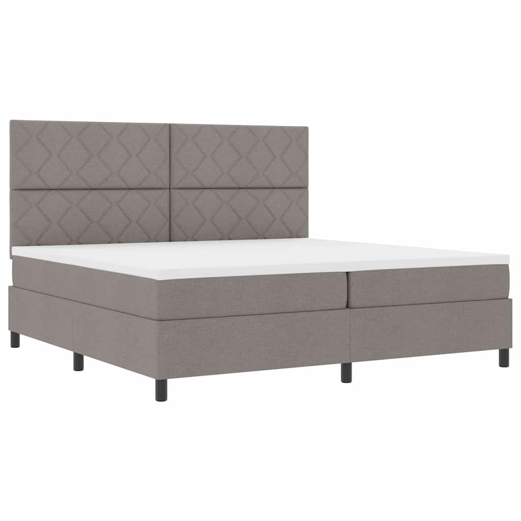 Lit à ressorts avec matelas Taupe 200 x 200 cm tissu - XIOS