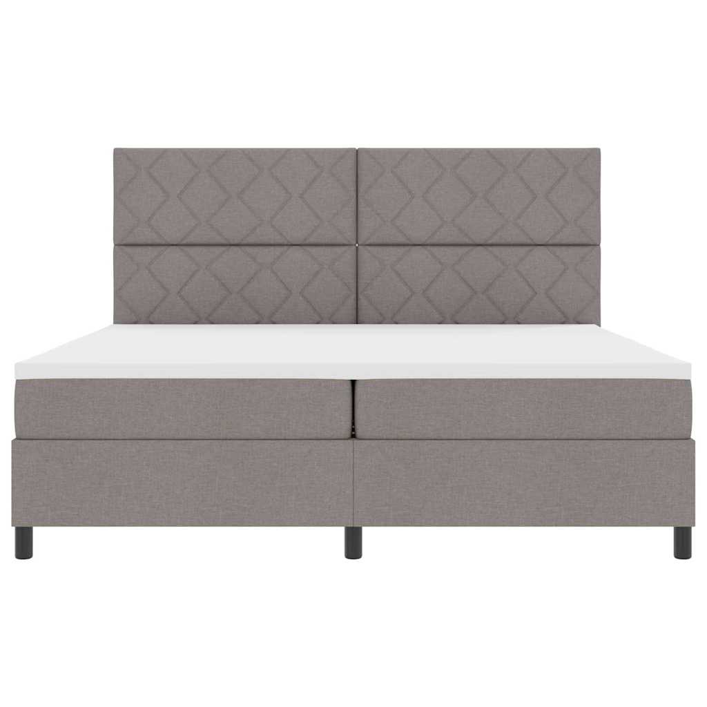 Lit à ressorts avec matelas Taupe 200 x 200 cm tissu - XIOS