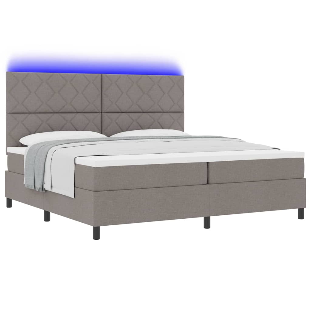Lit à ressorts avec matelas Taupe 200 x 200 cm tissu - XIOS