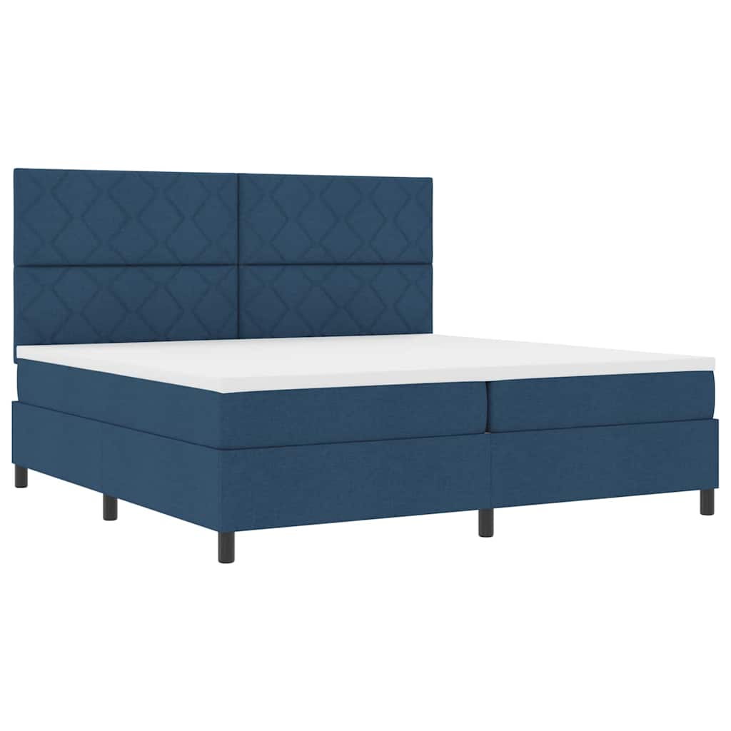 Lit à ressorts avec matelas Bleu 200 x 200 cm tissu - XIOS