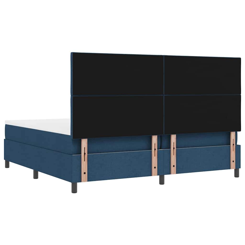 Lit à ressorts avec matelas Bleu 200 x 200 cm tissu - XIOS