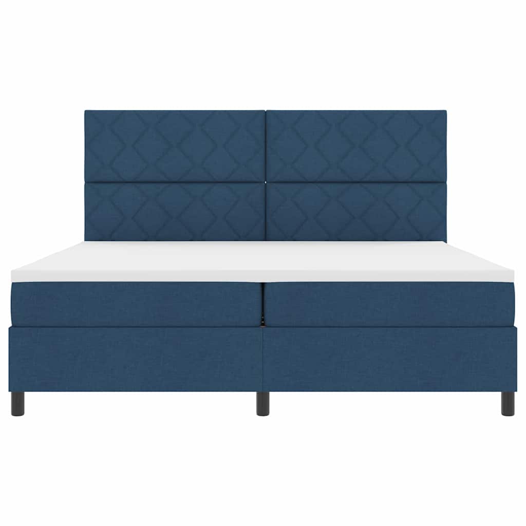 Lit à ressorts avec matelas Bleu 200 x 200 cm tissu - XIOS