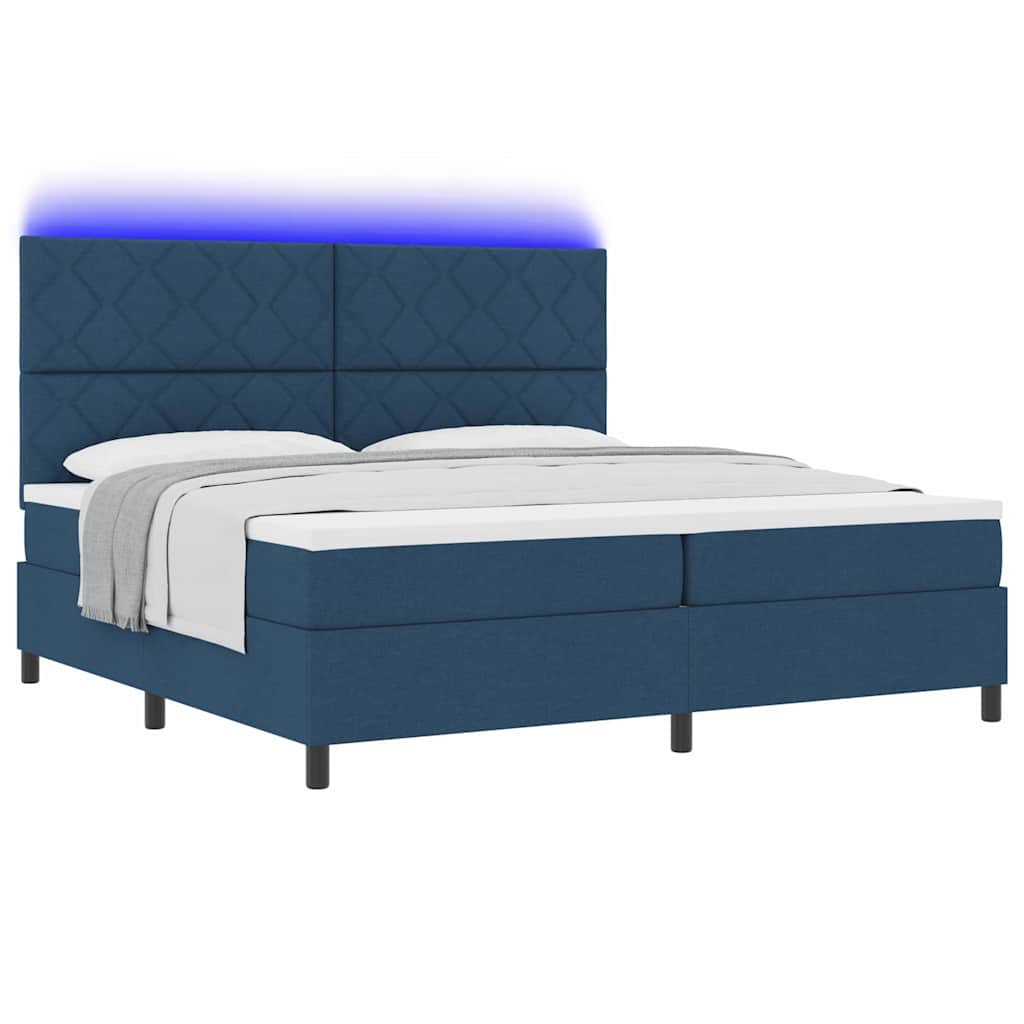 Lit à ressorts avec matelas Bleu 200 x 200 cm tissu - XIOS
