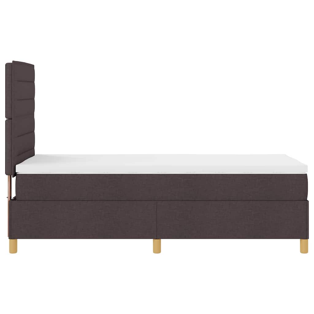 Lit à ressort LED avec matelas Marron foncé 100 x 200 cm tissu - XIOS