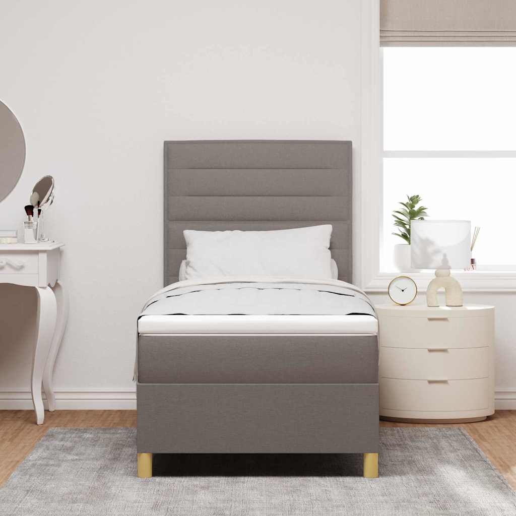 Lit à ressort LED avec matelas Taupe 100 x 200 cm tissu - XIOS