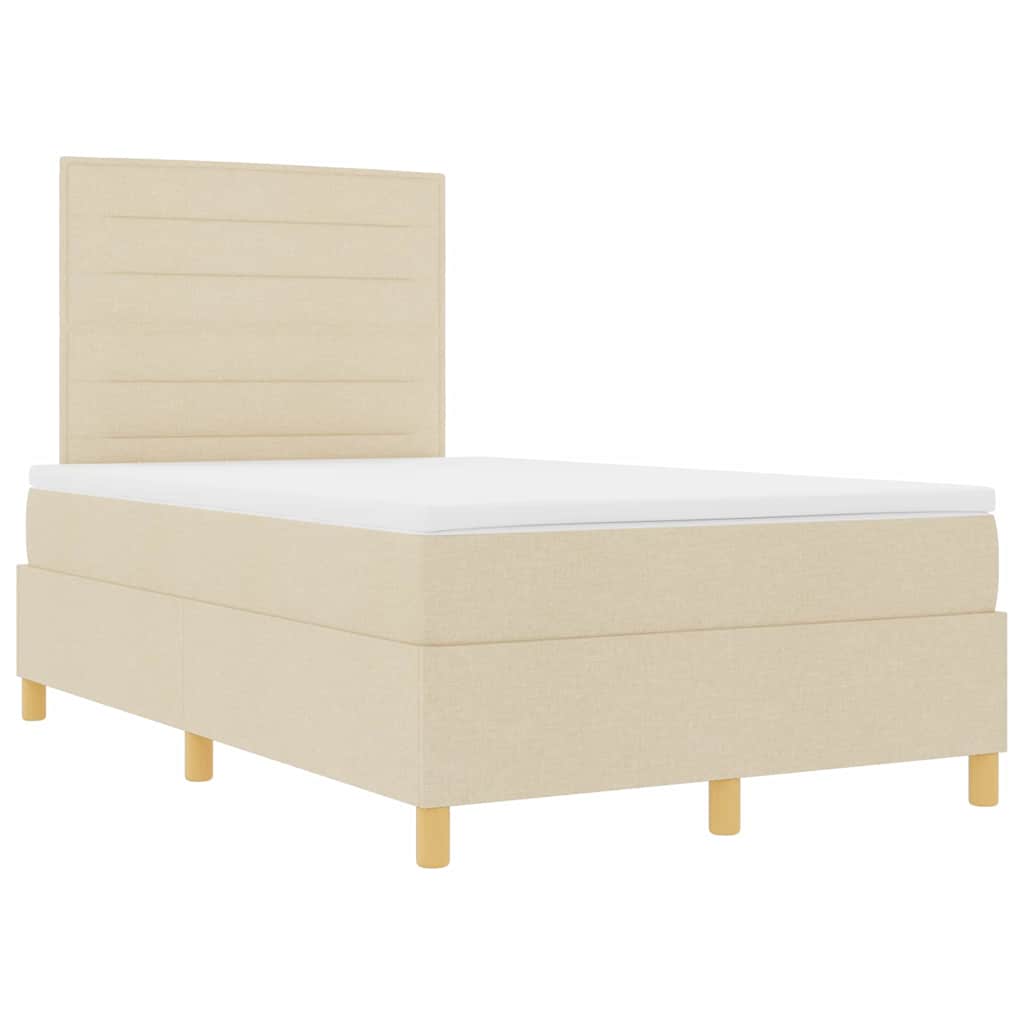 Lit à ressort LED avec matelas Crème 120 x 190 cm tissu - XIOS