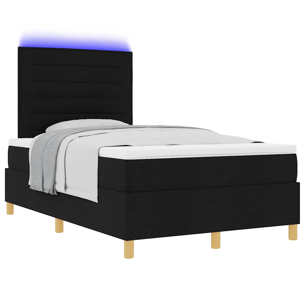 Lit à ressort LED avec matelas Noir 120 x 200 cm tissu - XIOS