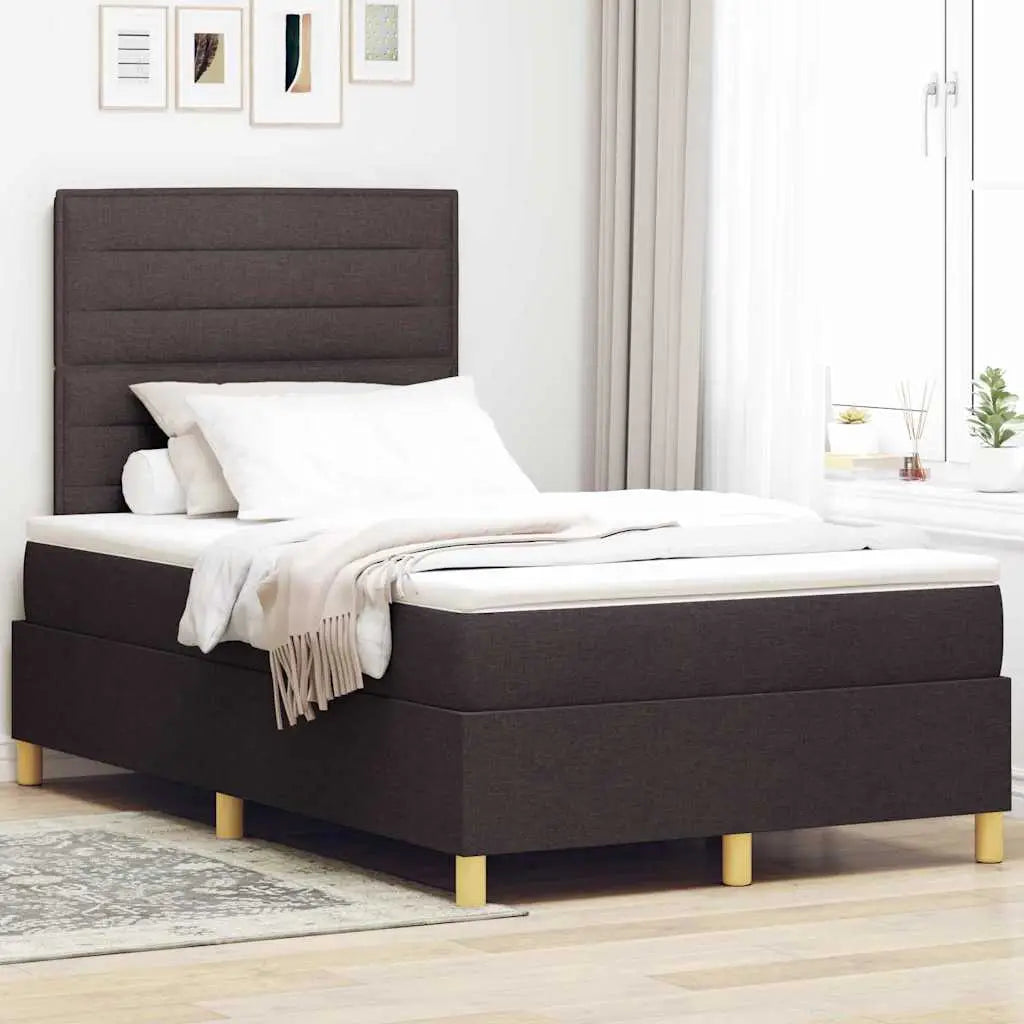 Lit à ressort LED Marron foncé 120 x 200 cm tissu - XIOS