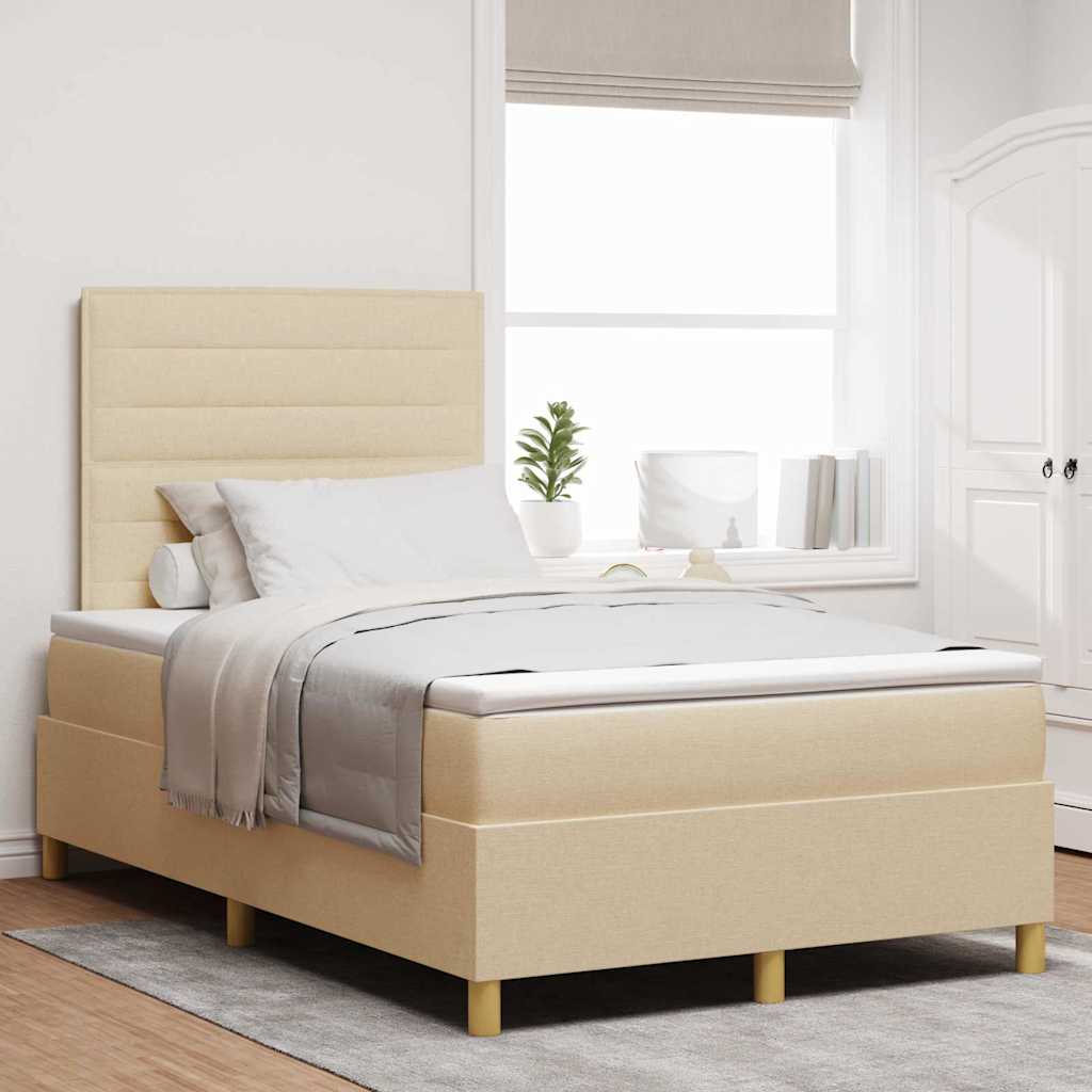 Lit à ressort LED avec matelas Crème 120 x 200 cm tissu - XIOS