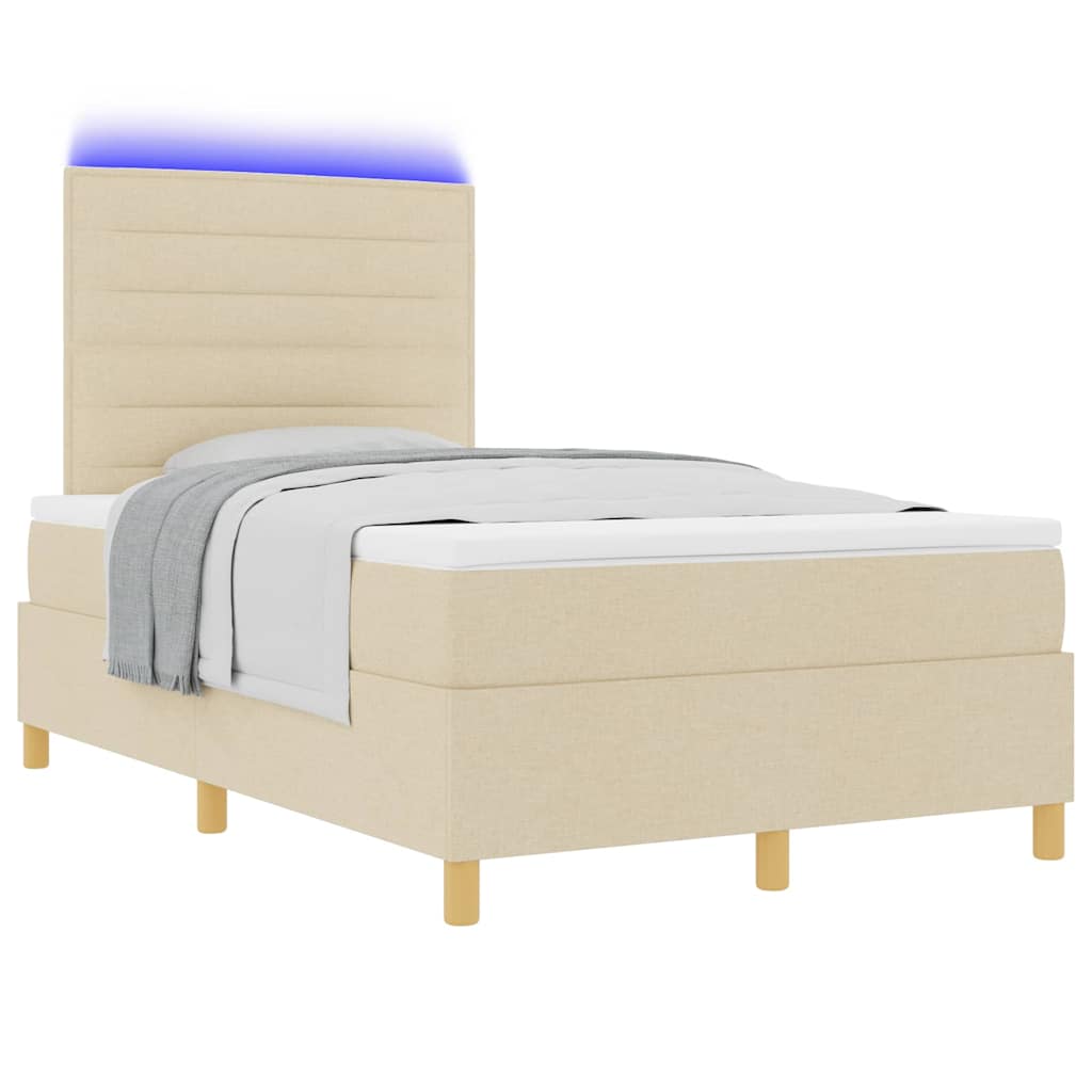 Lit à ressort LED avec matelas Crème 120 x 200 cm tissu - XIOS