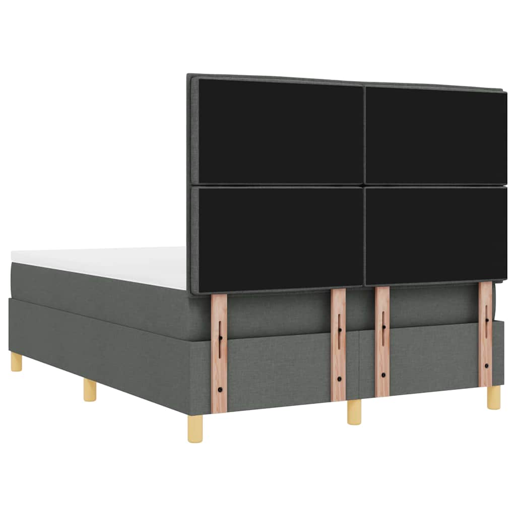 Lit à ressort LED avec matelas Gris foncé 140 x 200 cm tissu - XIOS