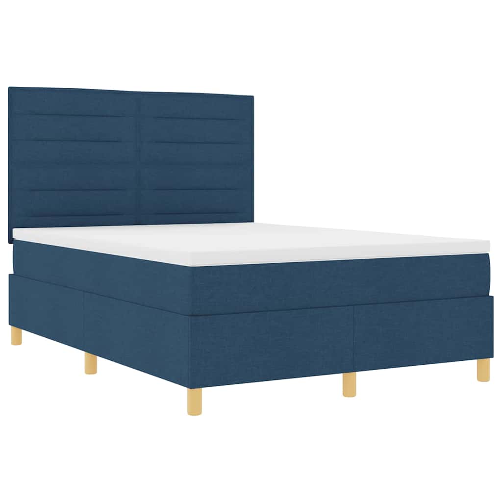 Lit à ressort LED avec matelas Bleu 140 x 200 cm tissu - XIOS