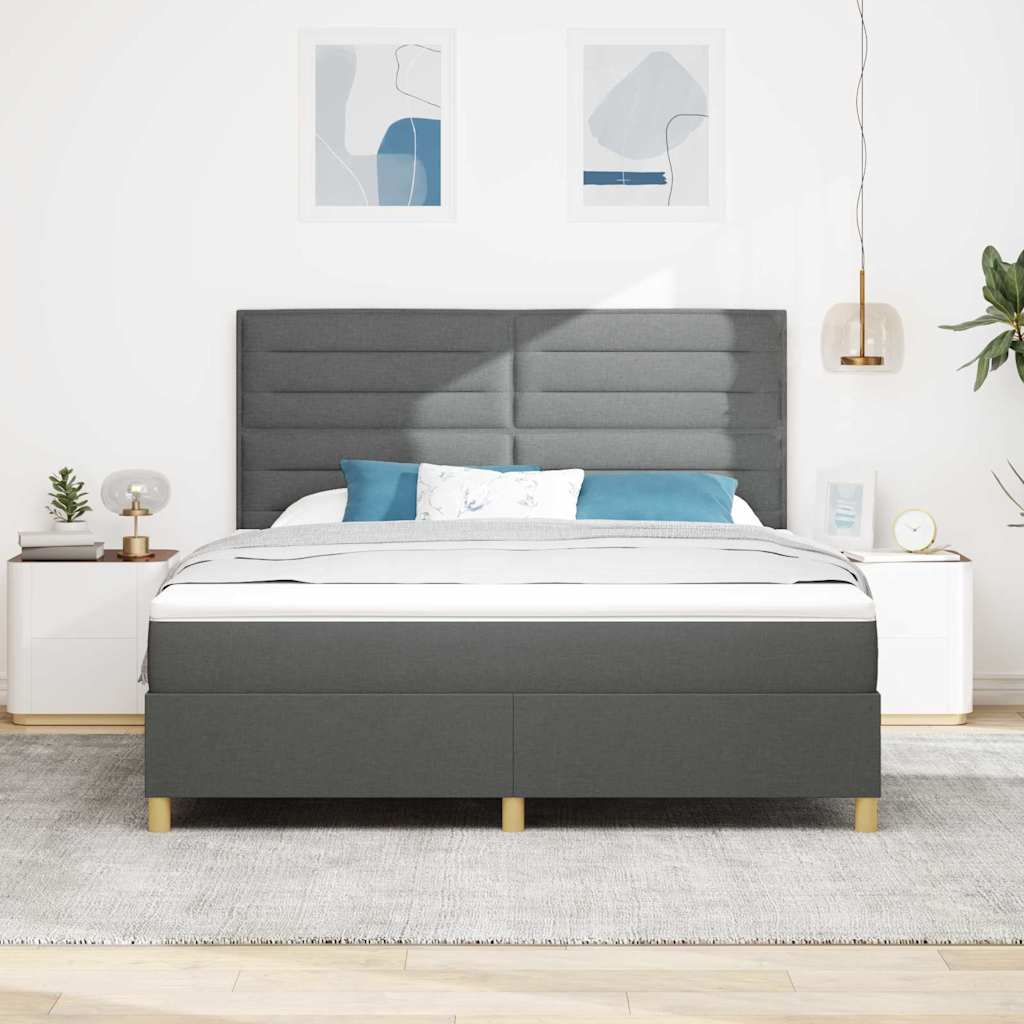 Lit à ressort LED avec matelas Gris foncé 180 x 200 cm tissu - XIOS