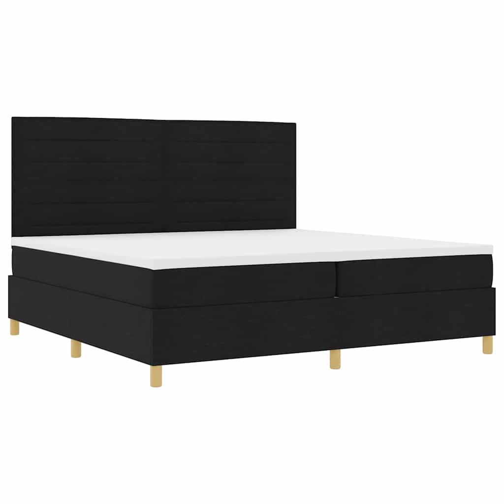 Lit à ressorts avec matelas Noir 200 x 200 cm tissu - XIOS