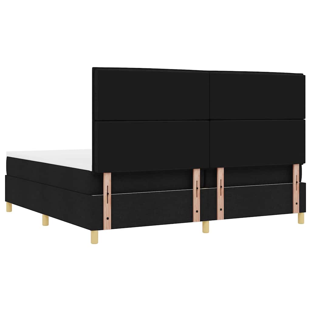 Lit à ressorts avec matelas Noir 200 x 200 cm tissu - XIOS