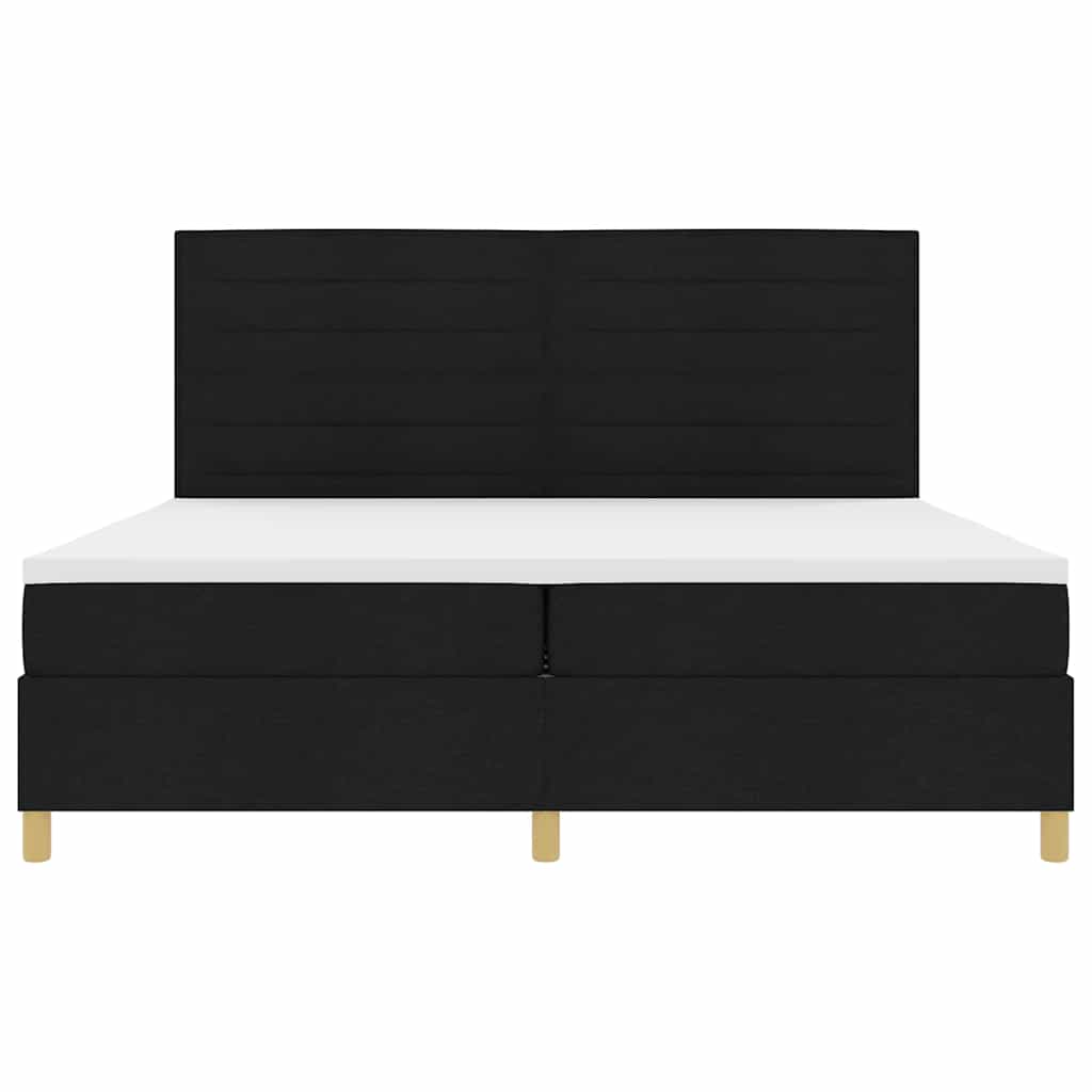 Lit à ressorts avec matelas Noir 200 x 200 cm tissu - XIOS