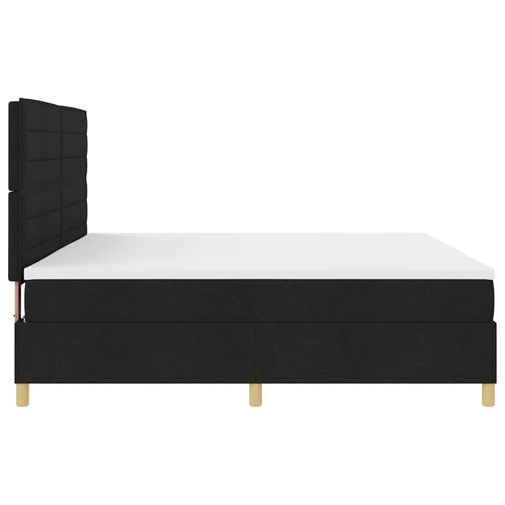 Lit à ressorts avec matelas Noir 200 x 200 cm tissu - XIOS