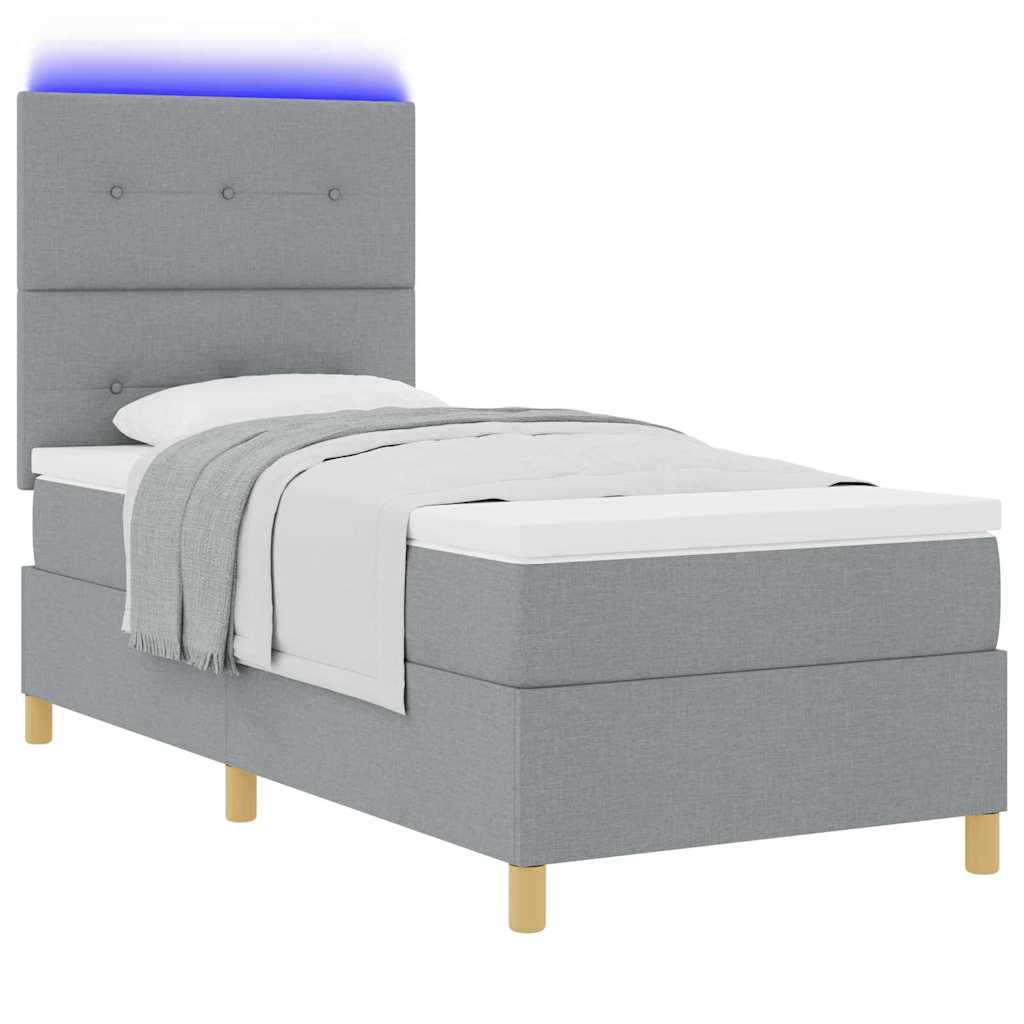 Lit à ressort LED avec tête de lit Gris clair 80 x 200 cm tissu - XIOS