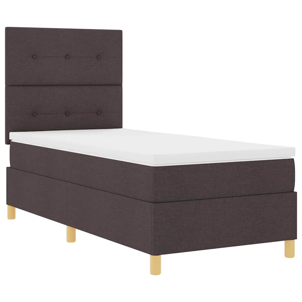 Lit à ressort LED Marron foncé 80 x 200 cm tissu - XIOS
