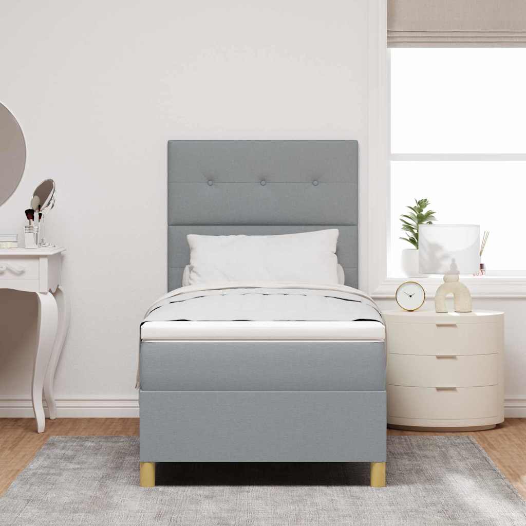 Lit à ressort LED avec tête de lit Gris clair 90 x 190 cm tissu - XIOS