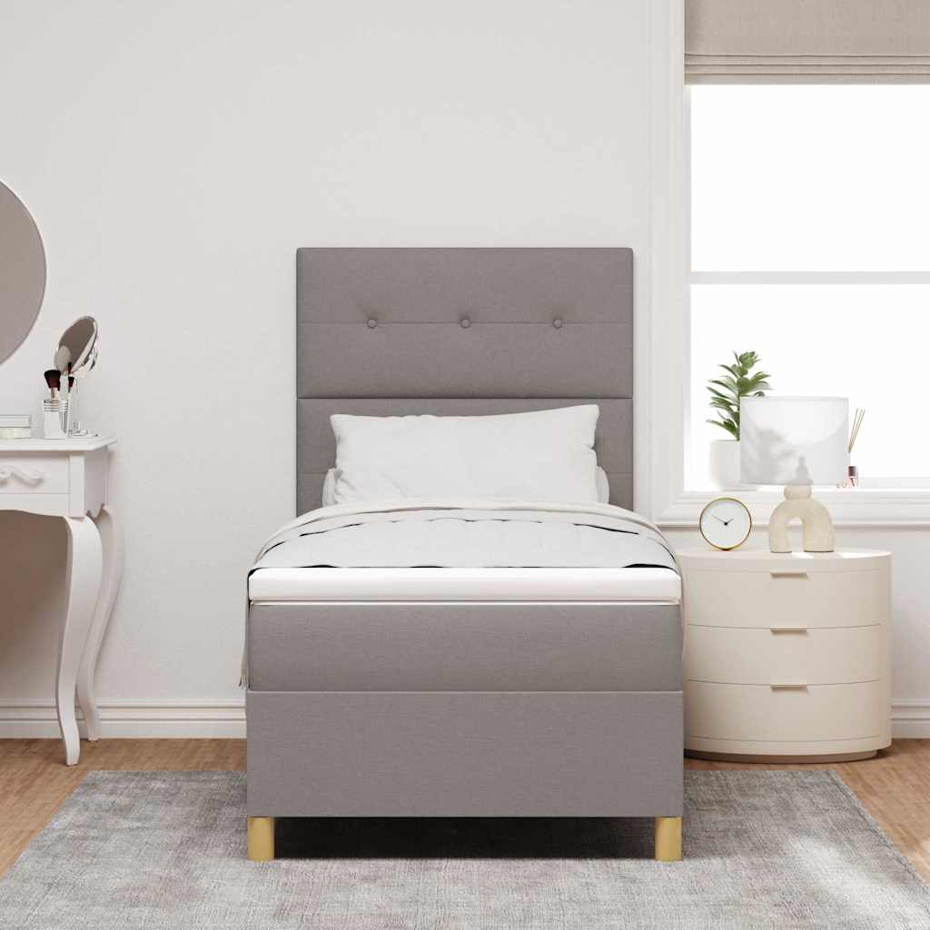 Lit à ressort LED avec tête de lit Taupe 90 x 190 cm tissu - XIOS