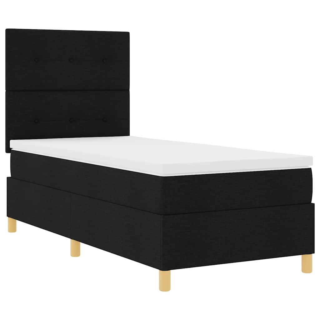Lit à ressort LED avec tête de lit Noir 100 x 200 cm tissu - XIOS