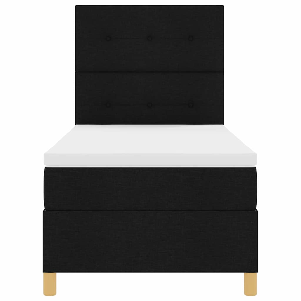 Lit à ressort LED avec tête de lit Noir 100 x 200 cm tissu - XIOS