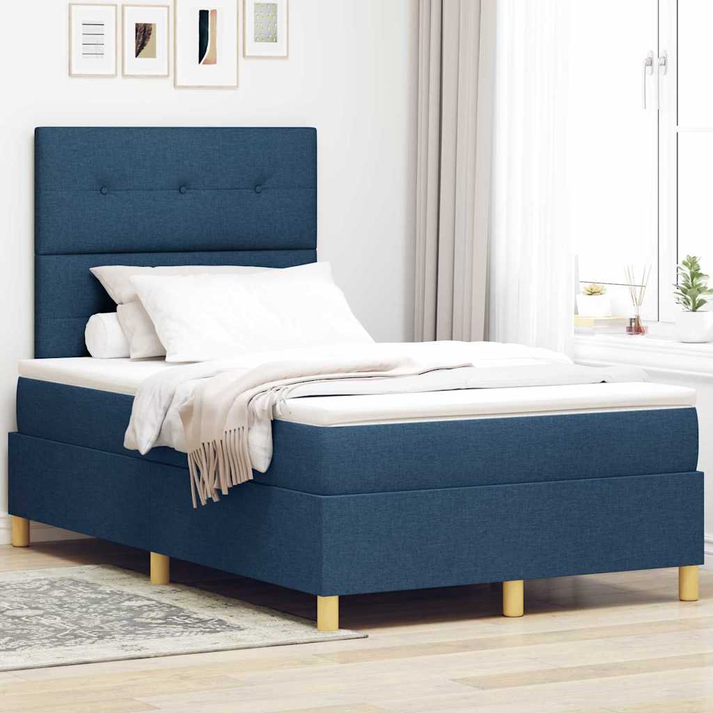Lit à ressort LED avec tête de lit Bleu 120 x 190 cm tissu - XIOS