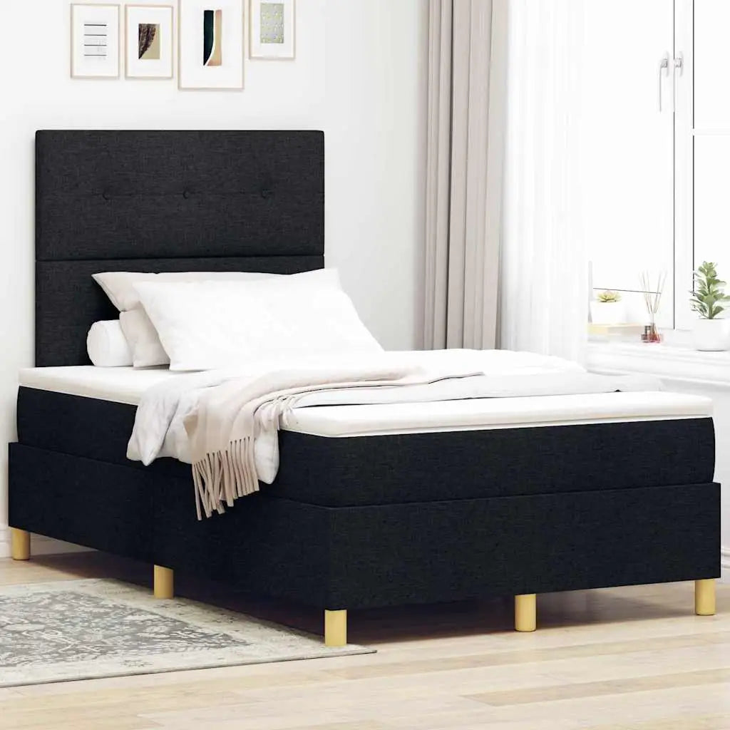 Lit à ressort LED avec tête de lit Noir 120 x 200 cm tissu - XIOS