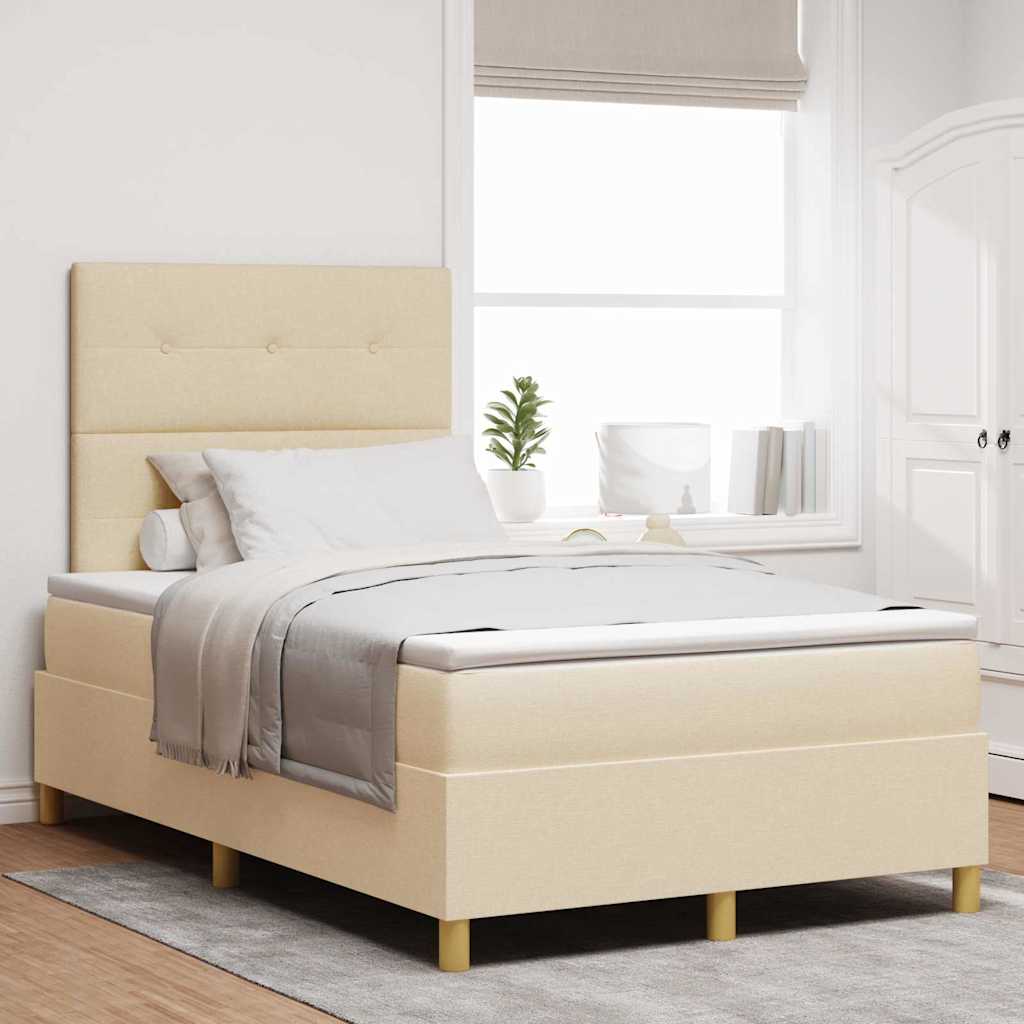 Lit à ressort LED avec tête de lit Crème 120 x 200 cm tissu - XIOS