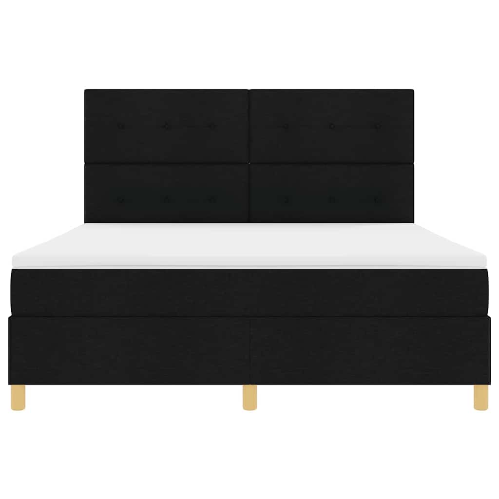 Lit à ressort LED avec matelas Noir 180 x 200 cm tissu