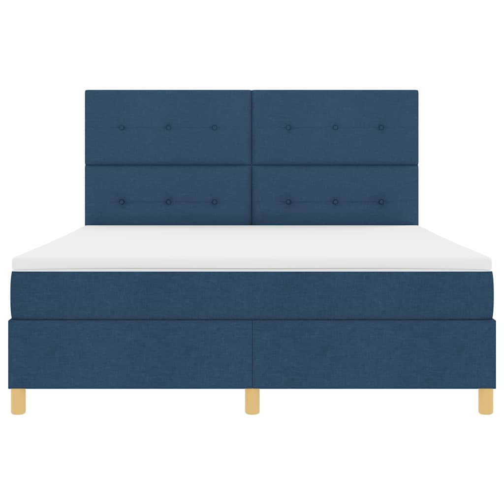 Lit à ressort LED avec matelas Bleu 180 x 200 cm tissu