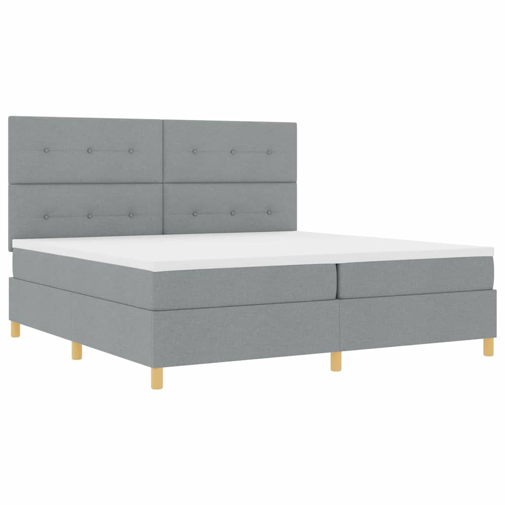 Lit à ressorts avec matelas Gris clair 200 x 200 cm tissu - XIOS