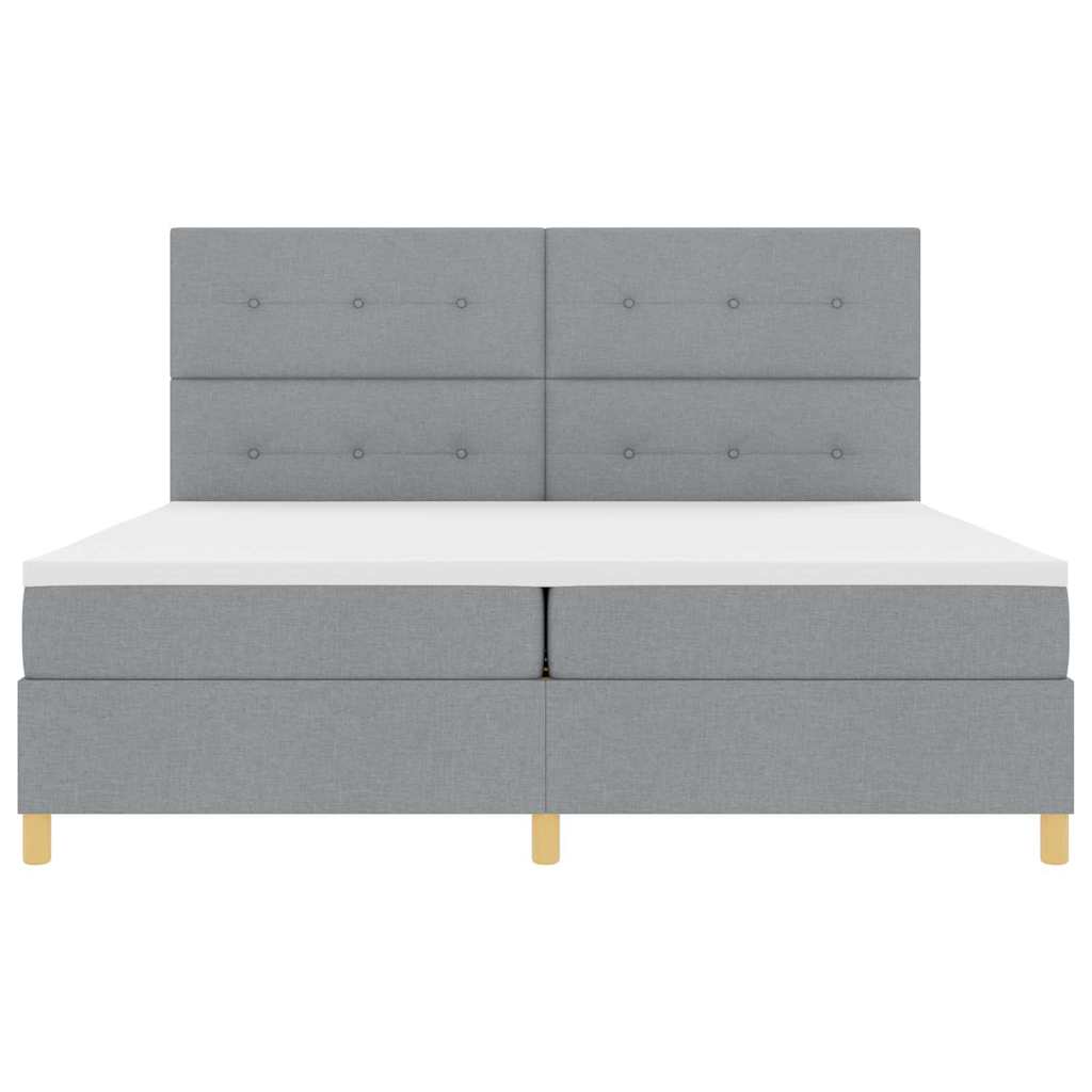 Lit à ressorts avec matelas Gris clair 200 x 200 cm tissu - XIOS