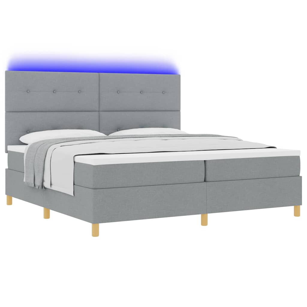 Lit à ressorts avec matelas Gris clair 200 x 200 cm tissu - XIOS
