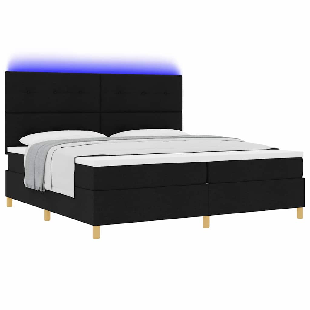 Lit à ressorts avec matelas Noir 200 x 200 cm tissu - XIOS