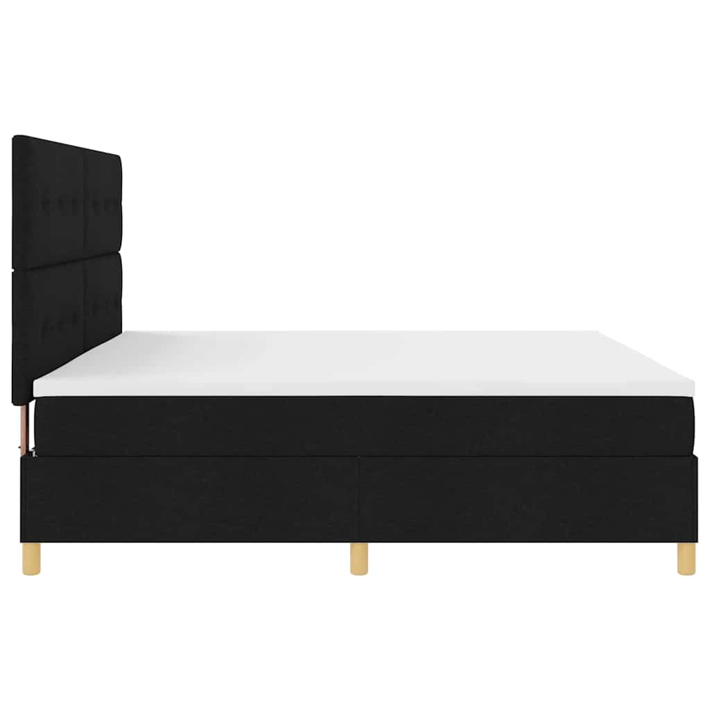 Lit à ressorts avec matelas Noir 200 x 200 cm tissu - XIOS
