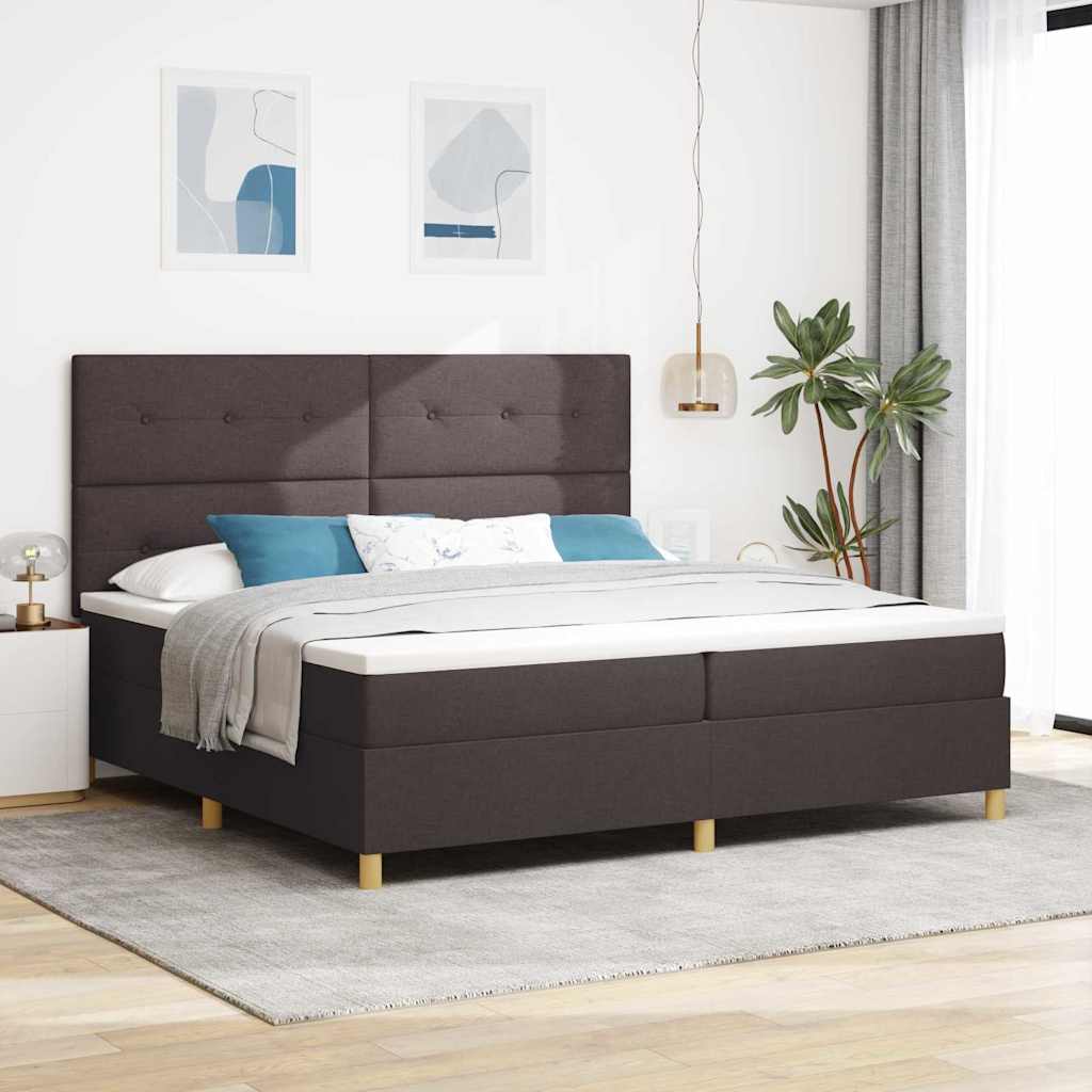 Lit à ressorts avec matelas Marron foncé 200 x 200 cm tissu - XIOS