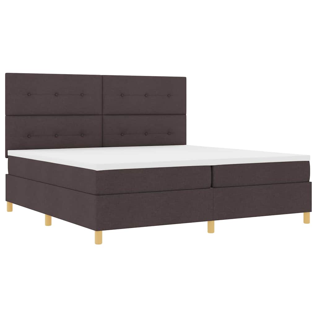 Lit à ressorts avec matelas Marron foncé 200 x 200 cm tissu - XIOS