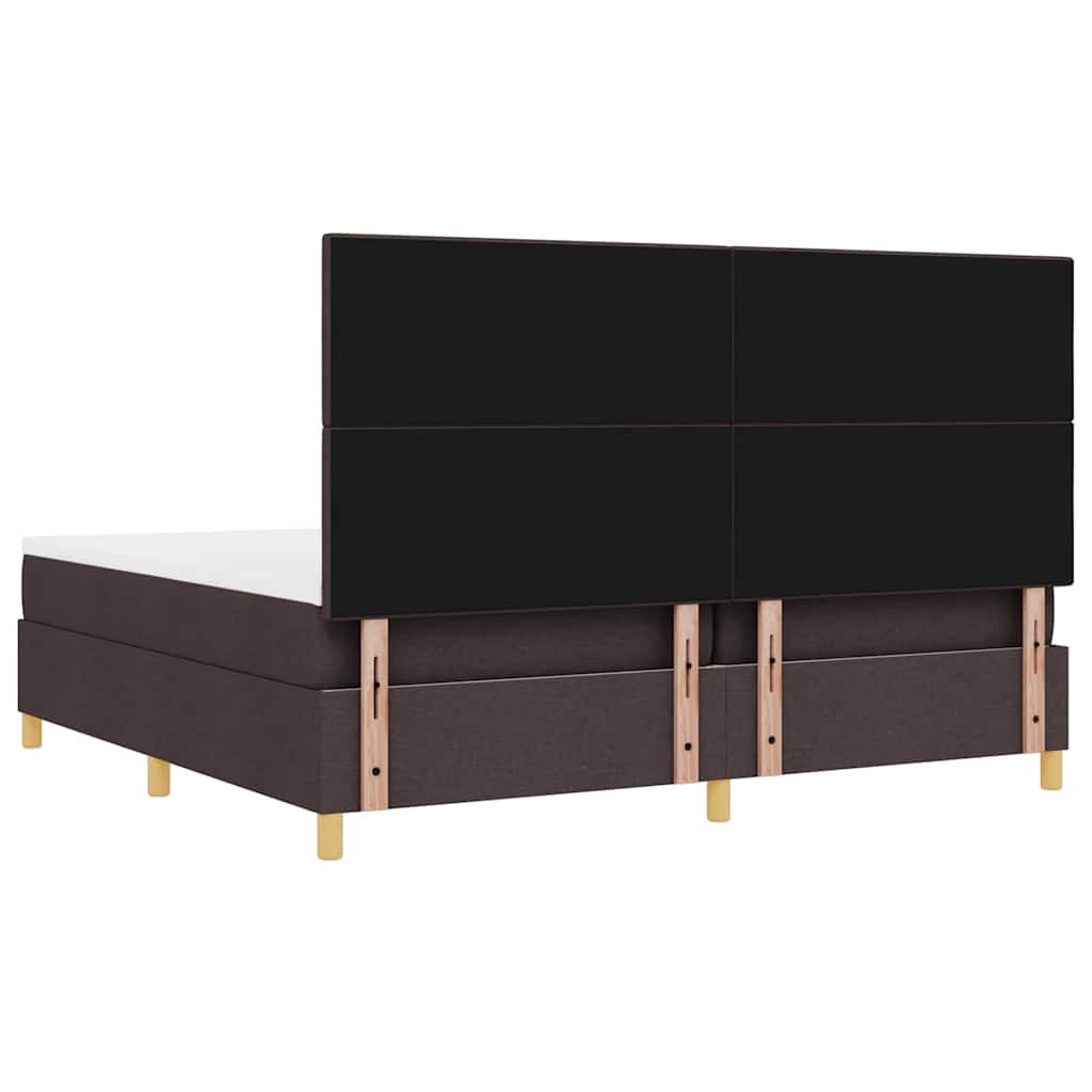 Lit à ressorts avec matelas Marron foncé 200 x 200 cm tissu - XIOS