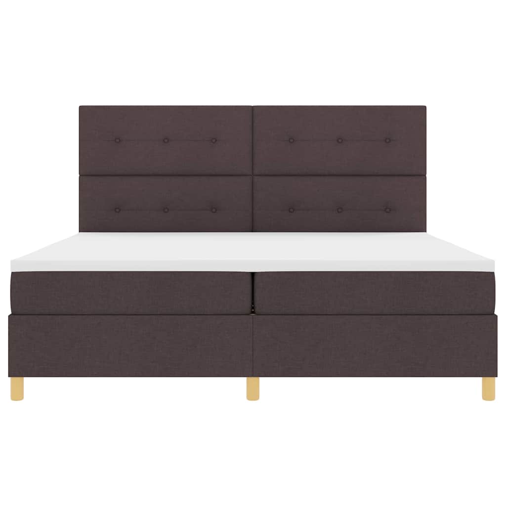 Lit à ressorts avec matelas Marron foncé 200 x 200 cm tissu - XIOS