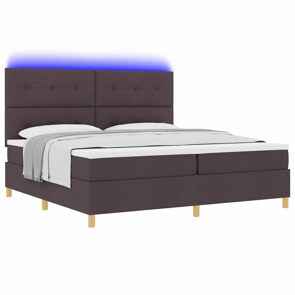 Lit à ressorts avec matelas Marron foncé 200 x 200 cm tissu - XIOS
