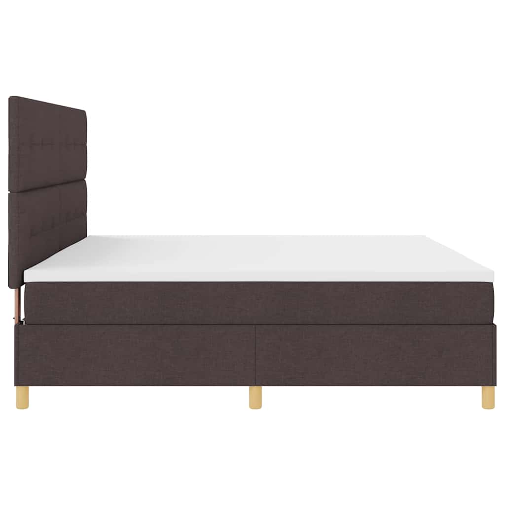 Lit à ressorts avec matelas Marron foncé 200 x 200 cm tissu - XIOS