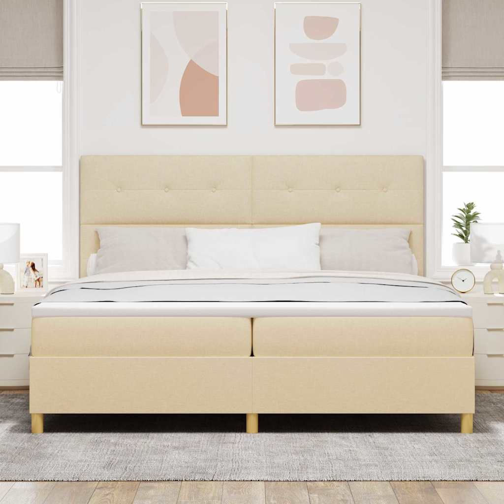 Lit à ressort LED avec matelas Crème 200 x 200 cm tissu - XIOS