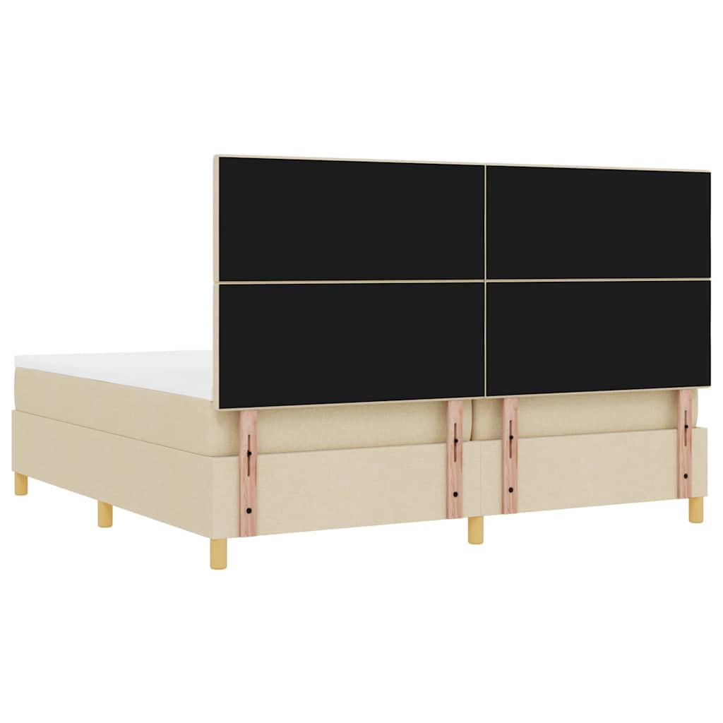 Lit à ressort LED avec matelas Crème 200 x 200 cm tissu - XIOS