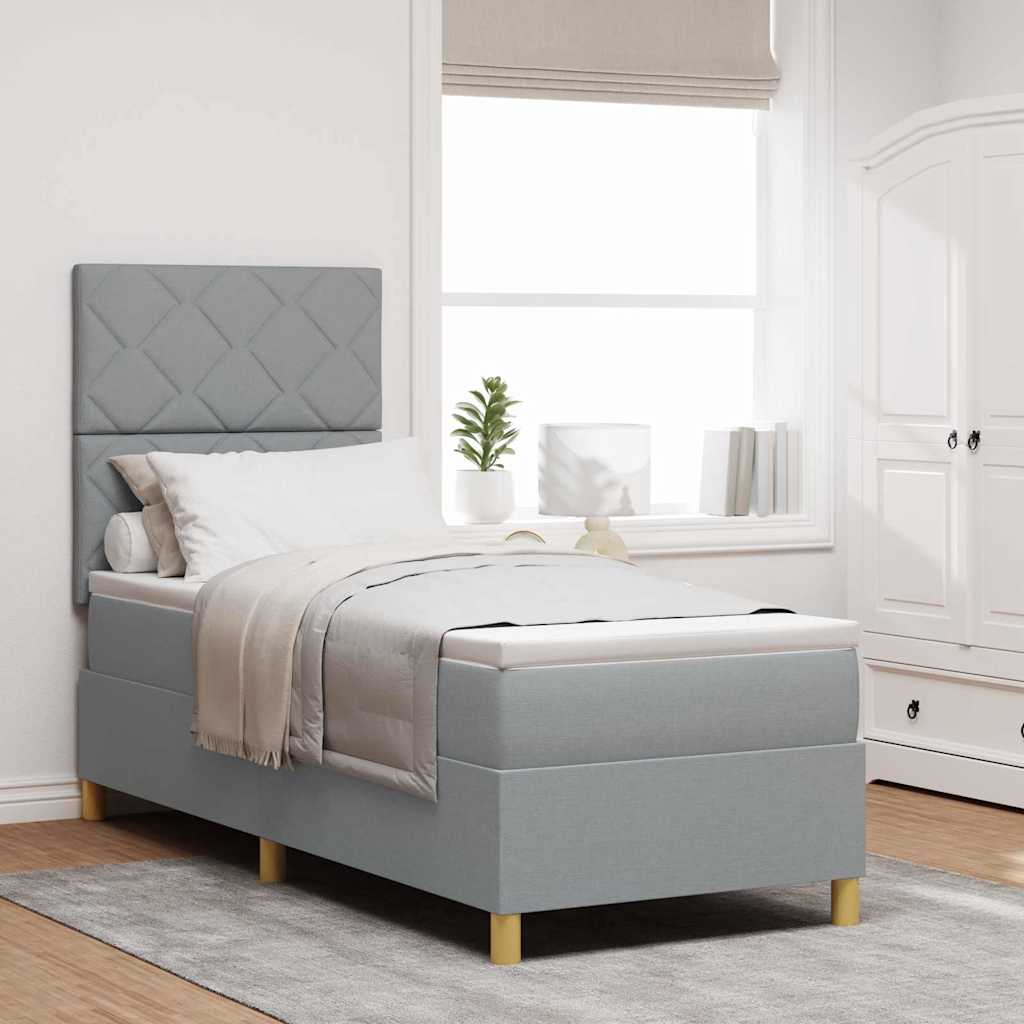 Lit à ressort LED avec tête de lit Gris clair 80 x 200 cm tissu - XIOS