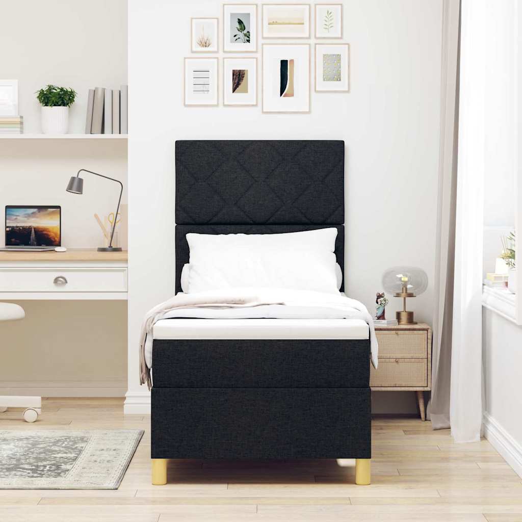 Lit à ressort LED avec matelas Noir 80 x 200 cm tissu - XIOS
