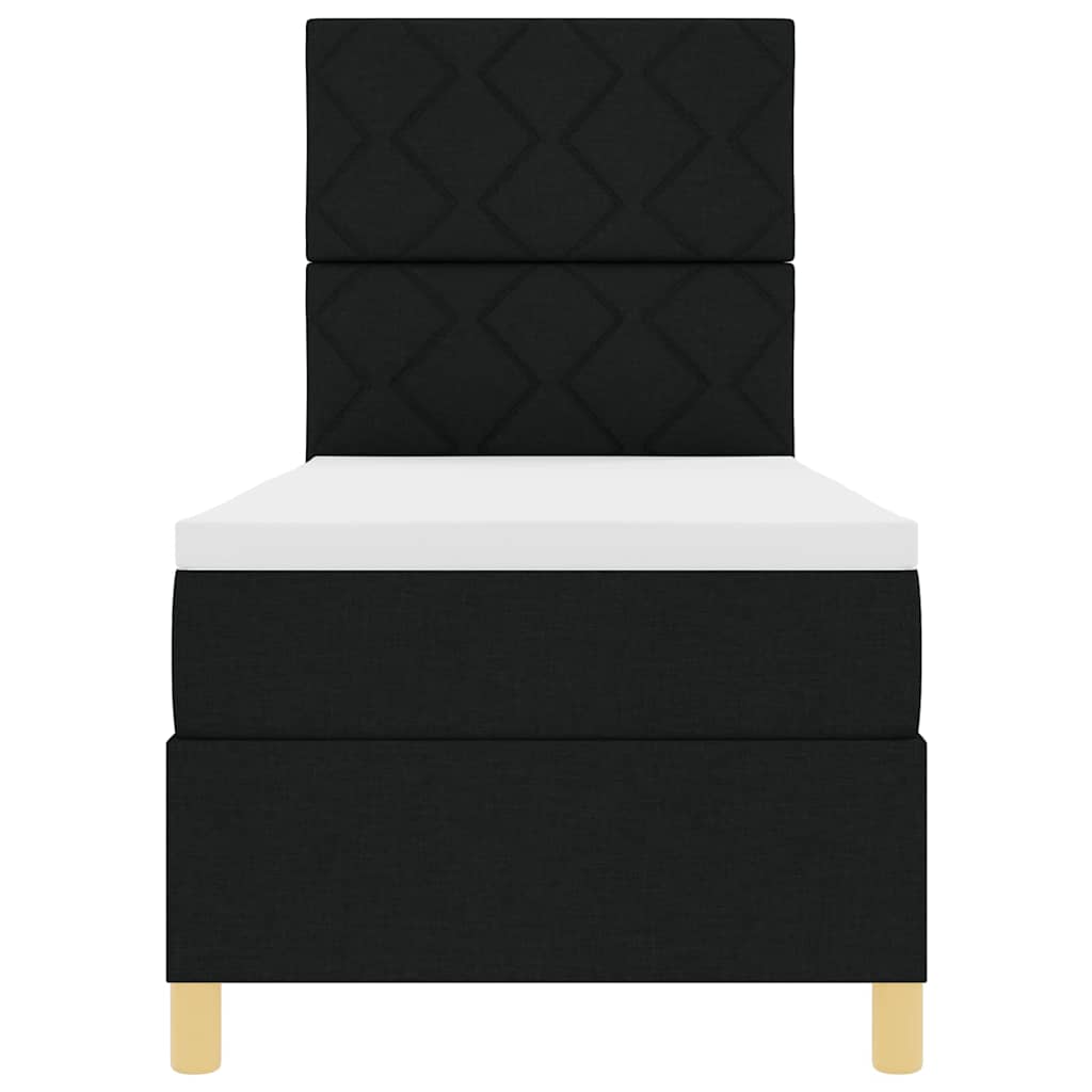 Lit à ressort LED avec matelas Noir 80 x 200 cm tissu - XIOS